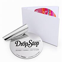 DropStop imprimé noir dans folding card neutre argent