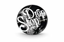 DropStop imprimé noir dans folding card neutre argent