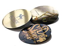 DropStop imprimé noir dans folding card neutre or