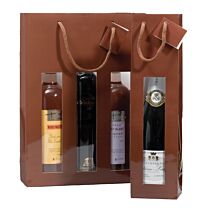 Sac de luxe choco brillant fenêtre cordes+carte 3 bt(100)