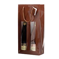 Sac de luxe choco brillant fenêtre cordes+carte 2 bt(100)