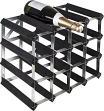 Wine rack assemblé 16 bouteilles BLACK-BLACK 3X4