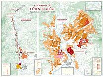 Kaart des Vignobles de Côte du Rhône poster